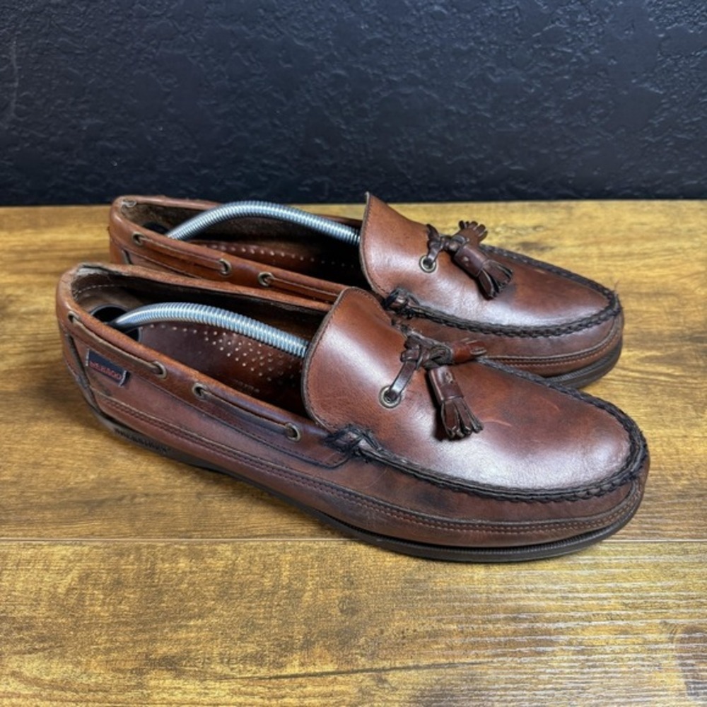 Sebago Docksides Brown Leather Tassel Boat‎ Shoes Mens 10.5 Made in USA